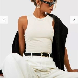 NWT boohoo White Wide Leg Jeans